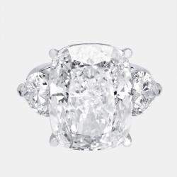 مملوكة مسبقًا خاتم ألماس مصنع في المختبر بوزن 17 قيراط بقصة وسادة وقلب من الذهب الأبيض عيار 18 بمقاس 51.5