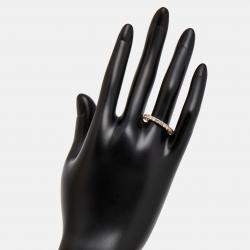 مملوكة مسبقًا خاتم ألماس مصنع في المختبر بوزن 1 قيراط بقطع دائري من الذهب الوردي عيار 18 بمقاس 54.