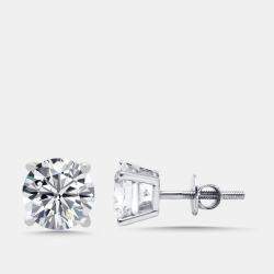 مملوكة مسبقًا 3 cts Round Lab Grown Diamonds 18k White Gold Earrings