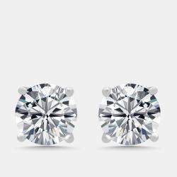 مملوكة مسبقًا 3 cts Round Lab Grown Diamonds 18k White Gold Earrings