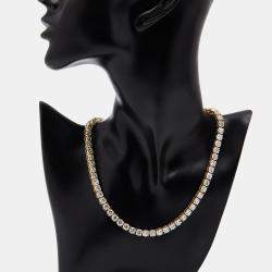 Pre Owned قلادة ذهب أصفر عيار 18 وماسات معمليّة شكل مدور حوالي 41.4 قيراط