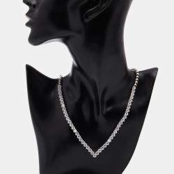 Pre Owned 14.2 cts Round Lab Grown Diamonds 18k White Gold Necklace