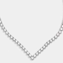 Pre Owned 14.2 cts Round Lab Grown Diamonds 18k White Gold Necklace