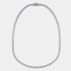 Pre Owned قلادة ذهب أبيض عيار 18 مرصعة بماس معملية دائرية بوزن 17.8 قيراط