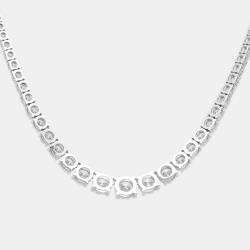 مملوكة مسبقًا قلادة ذهب أبيض عيار 18 مرصعة بماس معملية دائرية بوزن 9.3 قيراط