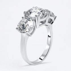Pre Owned 6 cts Round Lab Grown Diamonds 18k White Gold Ring Size 53