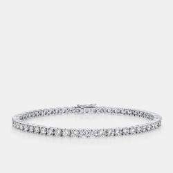 Pre Owned سوار التنس من الذهب الأبيض عيار 18 بقيراط 7.20 بقطع دائري برلنتي من الألماس المصنع معملياً