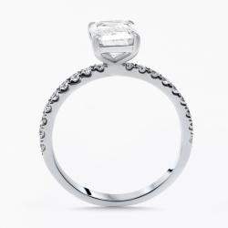 Pre Owned 2.40 cts Emerald Lab Grown Diamond 18K White Gold Ring Size 54