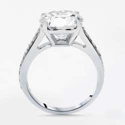Pre Owned 5.56 cts Round Lab Grown Diamond 18K White Gold Ring Size 52