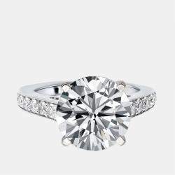 Pre Owned 5.56 cts Round Lab Grown Diamond 18K White Gold Ring Size 52