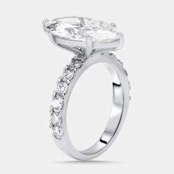 مملوكة مسبقًا 5.85 cts Marquise Lab Grown Diamond 18K White Gold Ring Size 55