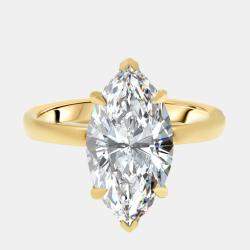 مملوكة مسبقًا 3.52 cts Marquise Lab Grown Diamond 18K Yellow Gold Ring Size 51