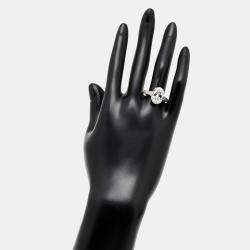 Pre Owned 6.04 cts Oval Lab Grown Diamond 18K White Gold Ring Size 54