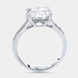 Pre Owned 6.04 cts Oval Lab Grown Diamond 18K White Gold Ring Size 54