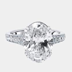 Pre Owned 6.04 cts Oval Lab Grown Diamond 18K White Gold Ring Size 54