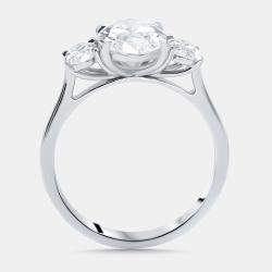 Pre Owned 2.62 cts Oval Lab Grown Diamond 18K White Gold Ring Size 54