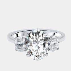 Pre Owned 2.62 cts Oval Lab Grown Diamond 18K White Gold Ring Size 54