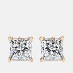 مملوكة مسبقًا 2.20 cts Princess Cut Lab Grown Diamond 18K Yellow Gold Screw Back Earring