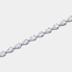 Pre Owned سوار ذهب أبيض عيار 18 قيراط بألماس مصنع في المختبر بوزن 13.5 قيراط بشكل إجاصي