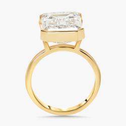 Pre Owned 10 cts Emerald Cut Lab Grown Diamonds 18k Yellow Gold Ring Size 51