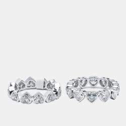 Pre Owned 6 cts Heart Lab Grown Diamonds 18k White Gold Ring Size 52