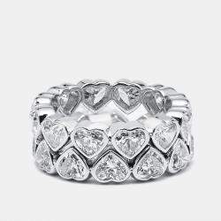 Pre Owned 6 cts Heart Lab Grown Diamonds 18k White Gold Ring Size 52