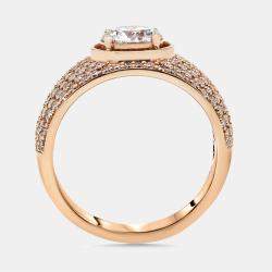 Pre Owned 2 cts Round Lab Grown Diamonds 18k Rose Gold Ring Size 52