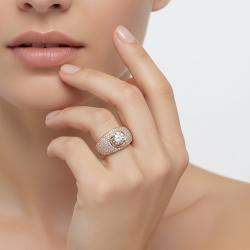 Pre Owned 2 cts Round Lab Grown Diamonds 18k Rose Gold Ring Size 52