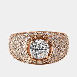 Pre Owned 2 cts Round Lab Grown Diamonds 18k Rose Gold Ring Size 52
