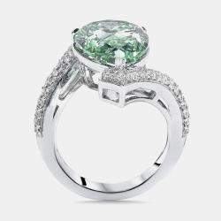 Pre Owned 8.5 cts Pear, Round Lab Grown Diamonds 18k White Gold Ring Size 51