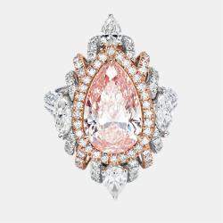 Pre Owned 5 cts Marquise, Pear, Round Lab Grown Diamonds 18k Two Tone Gold Ring Size 51