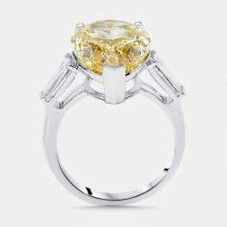مملوكة مسبقًا 10 cts Pear, Trapezoid Lab Grown Diamonds 18k White Gold Ring Size 51