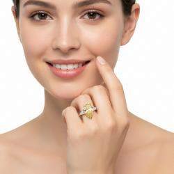 مملوكة مسبقًا 10 cts Pear, Trapezoid Lab Grown Diamonds 18k White Gold Ring Size 51