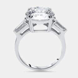 Pre Owned 7 cts Round, Trapezoid Lab Grown Diamonds 18k White Gold Ring Size 52