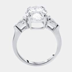 Pre Owned 5.5 cts Oval, Pear Lab Grown Diamonds 18k White Gold Ring Size 52