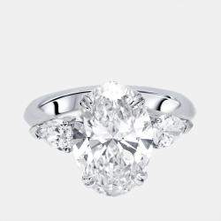 Pre Owned 5.5 cts Oval, Pear Lab Grown Diamonds 18k White Gold Ring Size 52