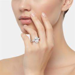 Pre Owned 5.5 cts Oval, Pear Lab Grown Diamonds 18k White Gold Ring Size 52