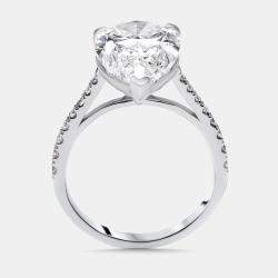مملوكة مسبقًا 4.5 cts Pear, Round Lab Grown Diamonds 18k White Gold Ring Size 52