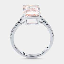 Pre Owned 7 cts Radiant, Round Lab Grown Diamonds 18k White Gold Ring Size 52