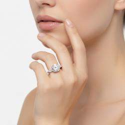 Pre Owned 7 cts Round, Trapezoid Lab Grown Diamonds 18k White Gold Ring Size 53