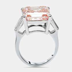 مملوكة مسبقًا 13 cts Asscher, Trapezoid Lab Grown Diamonds 18k White Gold Ring Size 53