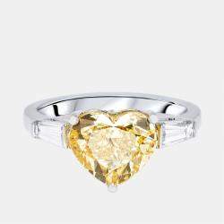 مملوكة مسبقًا 3.4 cts Heart, Trapezoid Lab Grown Diamonds 18k White Gold Ring Size 53