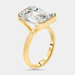 Pre Owned 10 cts Emerald Cut Lab Grown Diamonds 18k Yellow Gold Ring Size 54