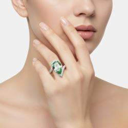 Pre Owned 8.5 cts Pear, Round Lab Grown Diamonds 18k White Gold Ring Size 54