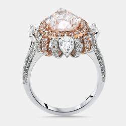 Pre Owned 5 cts Marquise, Pear, Round Lab Grown Diamonds 18k Two Tone Gold Ring Size 54