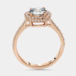 مملوكة مسبقًا خاتم ماس دائري مصنّع في المختبر بوزن 1.5 قيراط من الذهب الوردي عيار 18 بمقاس 54.