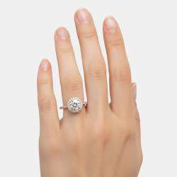 مملوكة مسبقًا خاتم ماس دائري مصنّع في المختبر بوزن 1.5 قيراط من الذهب الوردي عيار 18 بمقاس 54.