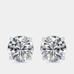 Pre Owned 2.06 cts Round Lab Grown Diamond 18K White Gold Earrings