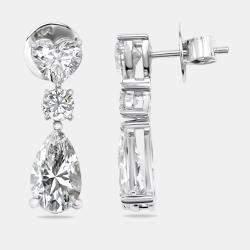 Pre Owned 3.7 cts Pear, Round and Heart Lab Grown Diamond 18k White Gold Earrings