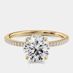 Pre Owned 1.90 cts Round Cut Lab Grown Diamond 14k Yellow Gold Wedding Ring Size 52